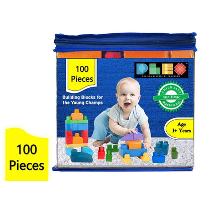 Building & Construction Blocks Educational Toy (Blue Bag - 100 Pieces)