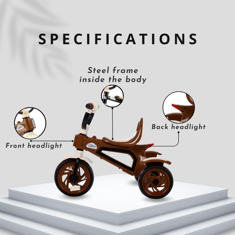 Kids Max 33 Tricycle with Light & Sound Feature | Chocolate Brown | COD Not Available