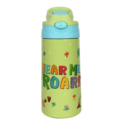 Youp Stainless steel insulated green color Dinasour theme kids anti-dust sipper bottle TINKLER - 400 ml