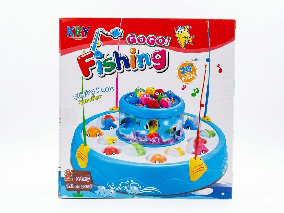 GoGo Fishing Game Toy for Kids | 26 Fish Rotating Pond with Music