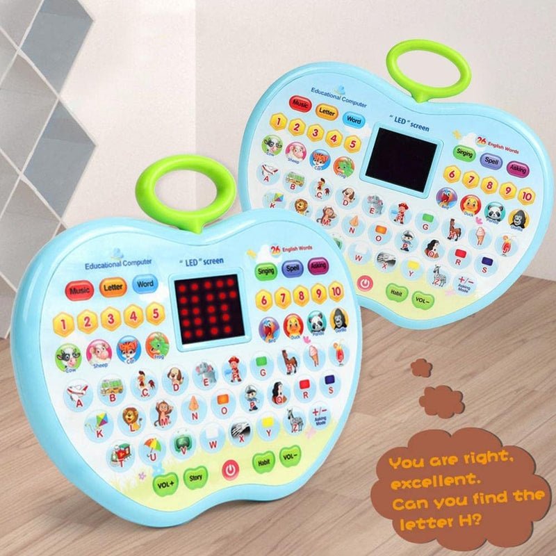 Apple Shape Educational Tablet Toy (Early Educational Learning Machine Toys) - Blue