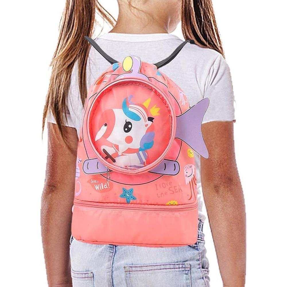 Kids Swimming Bag with Cute Design | Waterproof Backpack with Dry-Wet Separation & Shoe Compartment