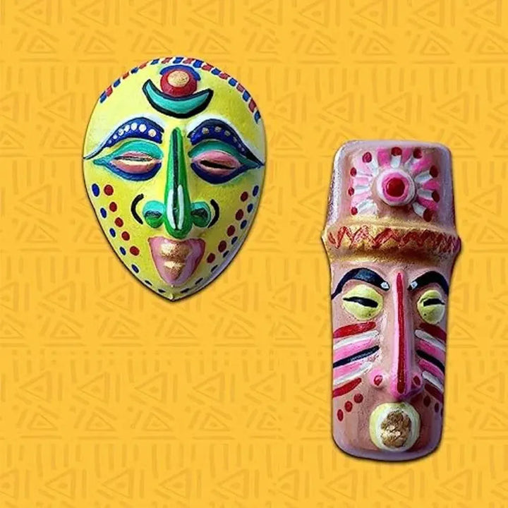 Toykraft Mould & Paint Tribal Masks - Fridge Magnet Making DIY Kit, Creative Art & Craft Activity