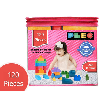 Building & Construction Blocks Educational Toy (Pink Bag - 120 Pieces)