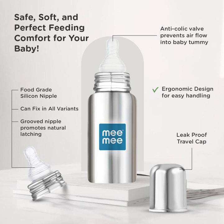 Mee Mee Baby Steel Feeding Bottle | 240ml