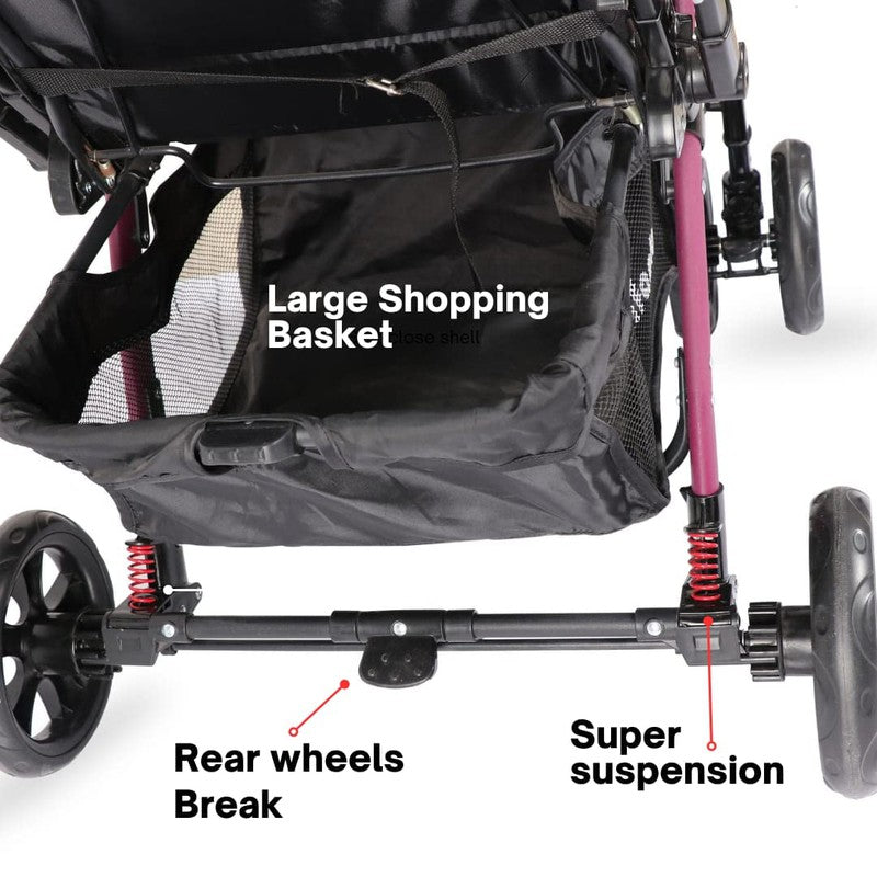 D'zire Baby Stroller with 3 Point Safety Harness, Super Suspension, 3 Level Adjustable seat and Removable Food Tray |  COD Not Available