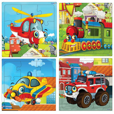 Wooden Jigsaw Puzzles - 9 Pieces (Vehicles (Pack Of 4))