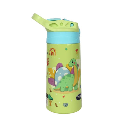 Youp Stainless steel insulated green color Dinasour theme kids anti-dust sipper bottle TINKLER - 400 ml