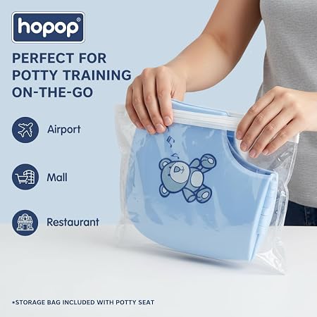 Hopop Foldable Travel Potty Seat for Kids, Safe, Portable & Hygienic