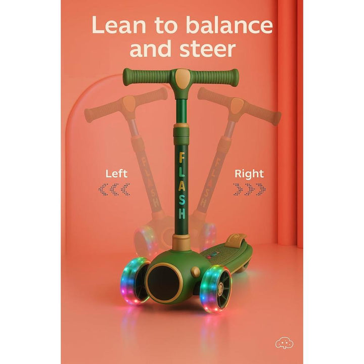 Childcare Flash 3-Wheel Kick Scooter for Kids | Glow & Music | Adjustable Height & Foldable Design