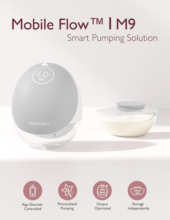 Momcozy M9 Mobile Flow Hands-Free Breast Pump | 3 Modes & 15 Levels, 24mm