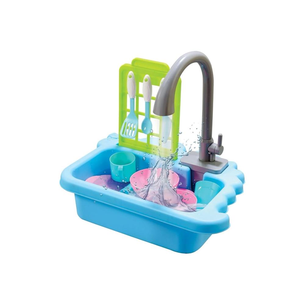Annie Dino Dishwasher Pretend Playset - 12 Pcs | Pretend Play Kitchen Toy with Water Sink & Utensils