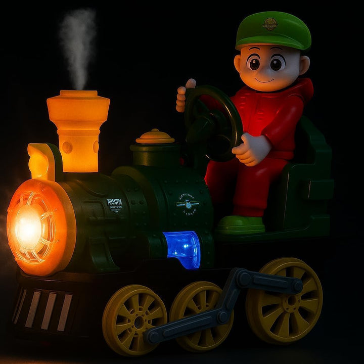 Groove Buddy Engine Spray Train Toy with Driver | LED Lights, Music & Mist Spray Train for Kids
