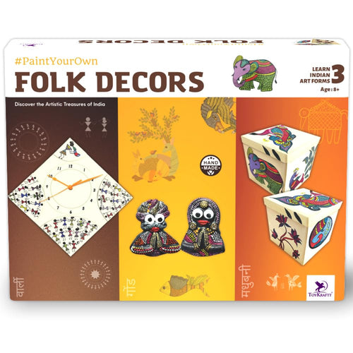 ToyKraft Paint Your Own Folk Decors DIY Art & Craft Kit | Learn 3 Indian Art Forms | Creative Painting & Home Decoration Activity