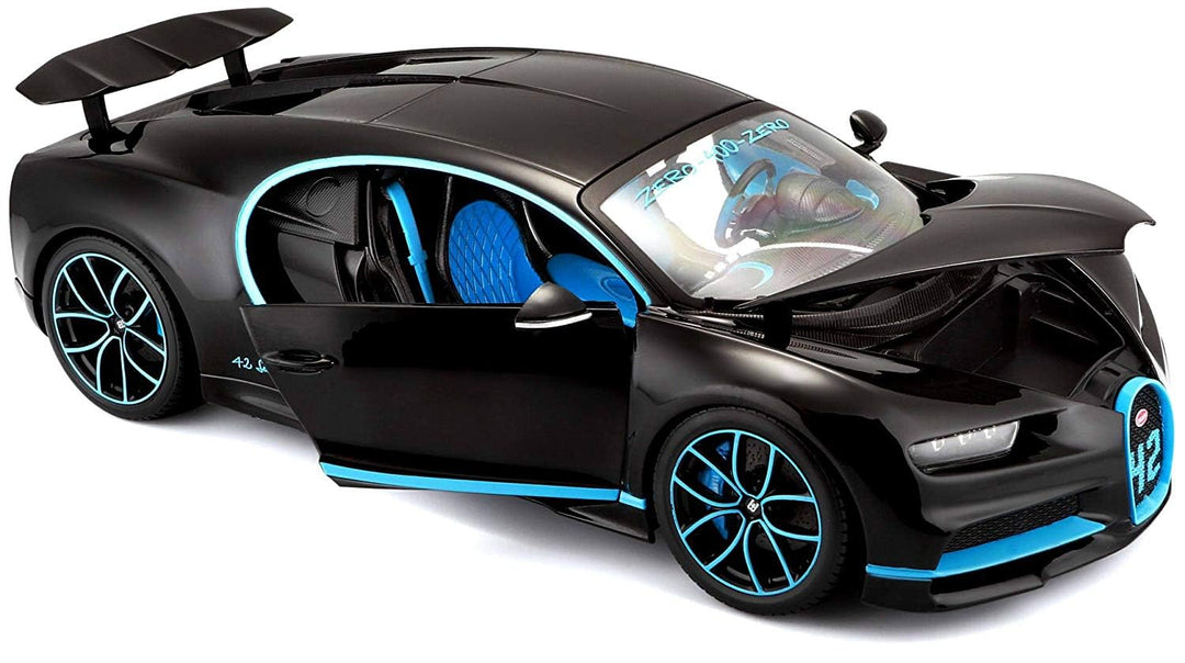 Bburago Original Bugatti Chiron Licensed Diecast Car | 1:18 Scale | Black (14 Years till Grown Ups)