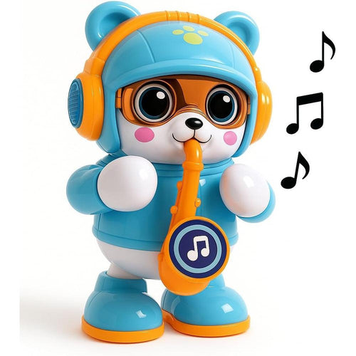 Saxophone Bear Toy for Kids | Lights, Music, Dancing Bear Toy - Blue