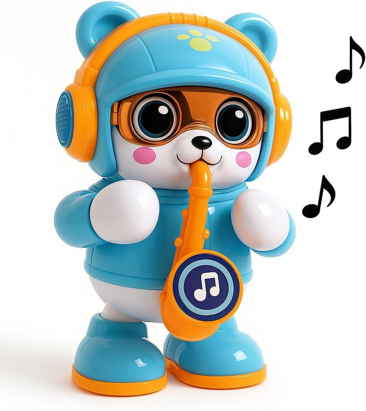 Saxophone Bear Toy for Kids | Lights, Music, Dancing Bear Toy - Blue