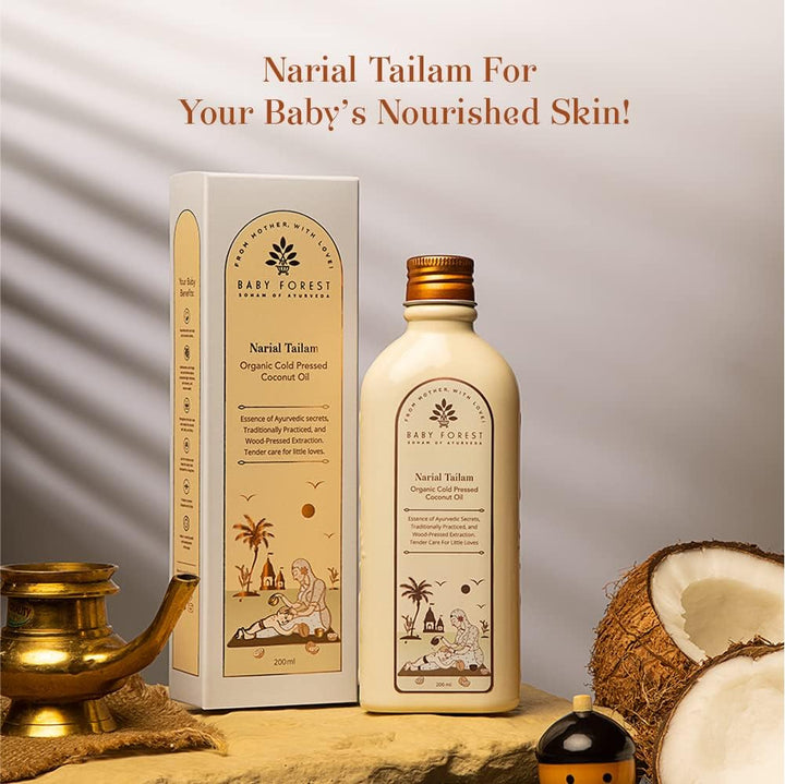 Baby Forest Narial Tailam | 100% Organic Cold Pressed Coconut Oil Skin And Hair Care - 200 ml