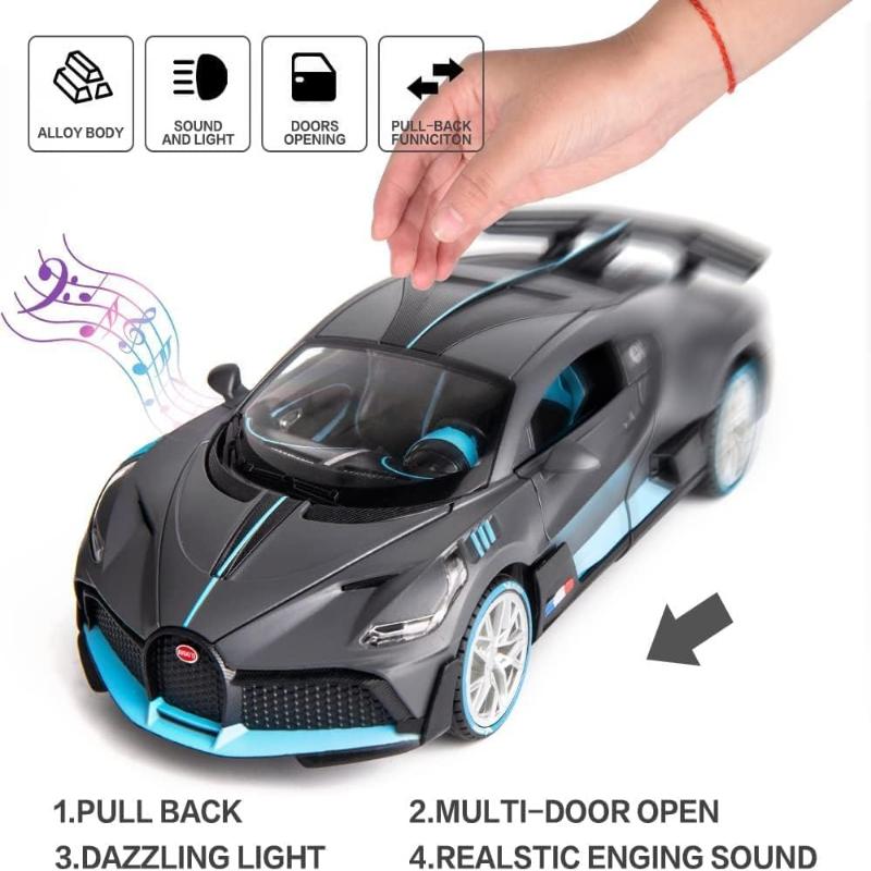 Resembling Bugatti Divo 3in Diecast Car | 1:32 Scale Model | Blue