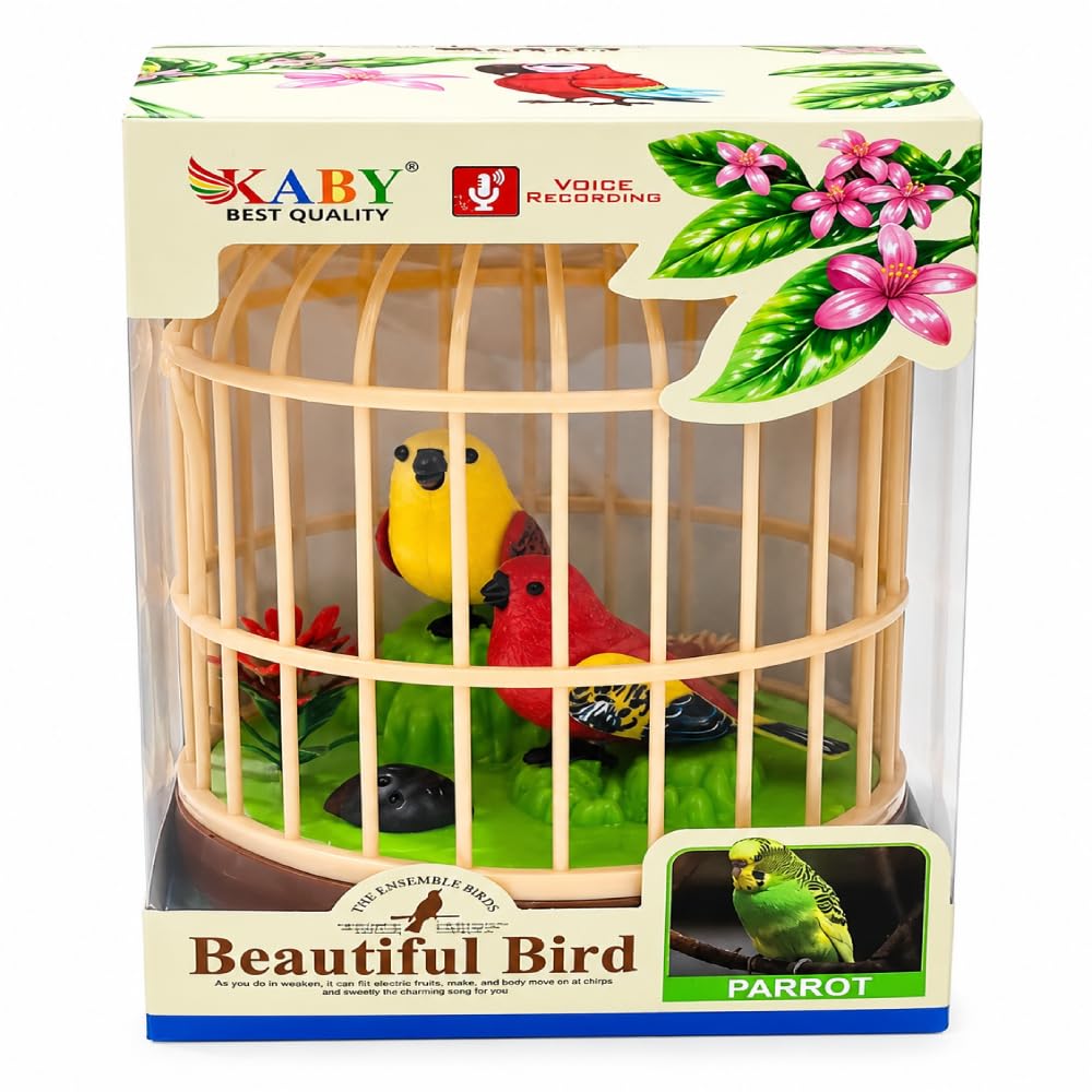 Kaby Beautiful Bird Cage Toy | Musical Bird with Voice Recording, Chirping Sounds & Music Bird Toy for Kids