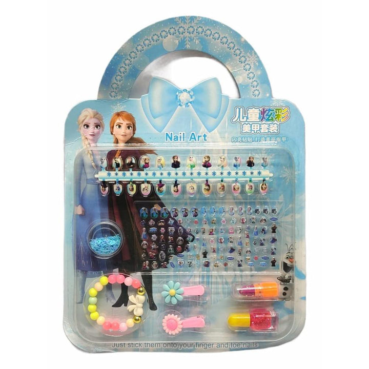 Princess Nail Art & Makeup Set for Girls | Nail Paint, Lipstick, Artificial Nails, Nail Stickers & Bracelet | Beauty Pretend Play Kit