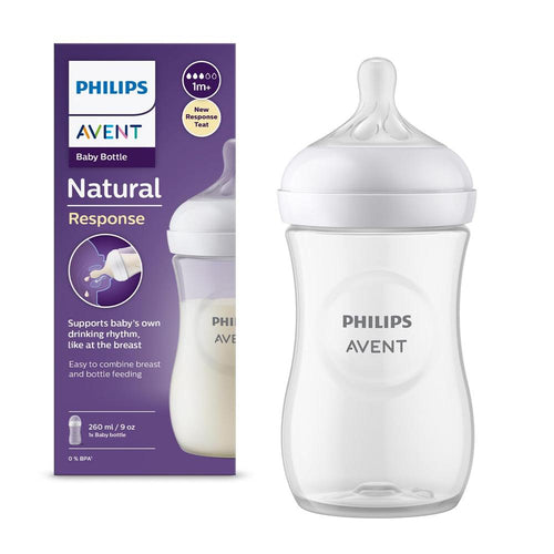 Philips Avent Natural Baby Feeding Bottle - 260ml | | Natural Response Technology Mimics Breastfeeding ( SCY903/01)