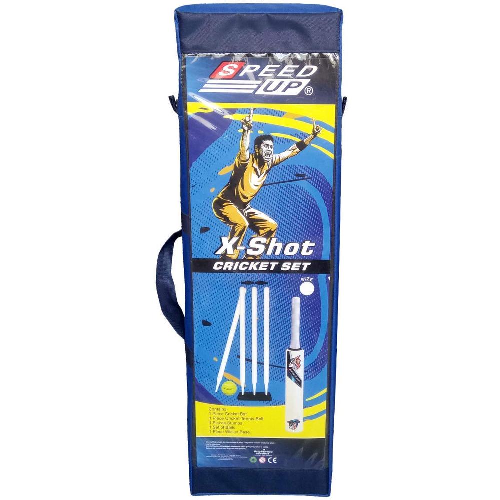 SPEED-UP X-Shot Cricket Set | Size 4 (Cricket Bat, Batting Gloves, ball, 4 Wickets)