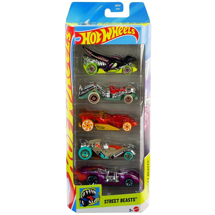 Hot Wheels Set of 5 Street Beasts - Arachnorod, Draggin' Tail, Tur Bone Charged, Veloci-Racer, Zombot