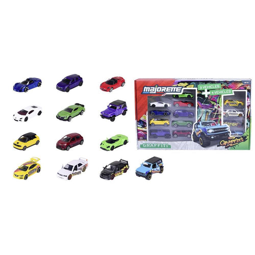 Original Licensed Majorette Graffiti 9+4 Gift Pack | 13 Licensed Metal Cars Set (9 Street + 4 Graffiti Style)