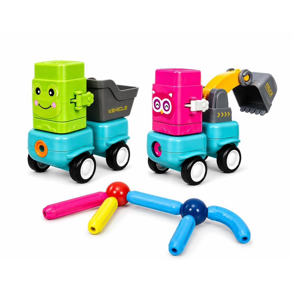 Magnetic Animal Car Building Set | DIY Assemble Toy Vehicles | Push & Press Interactive Construction Toy