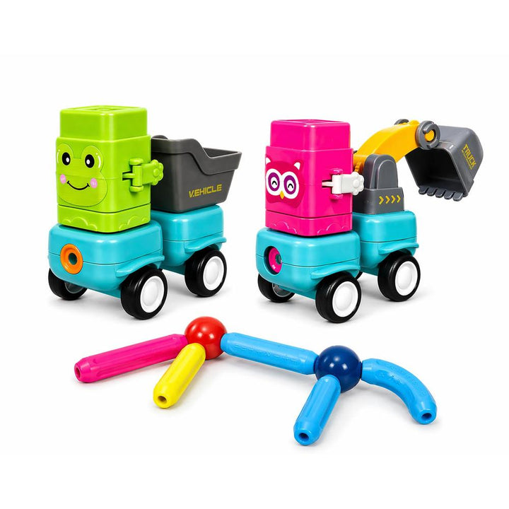Magnetic Animal Car Building Set | DIY Assemble Toy Vehicles | Push & Press Interactive Construction Toy