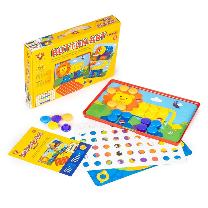 Toy Box by Ratna Button Art - Animals | 2-in-1 Pictures & Patterns | Educational Kit