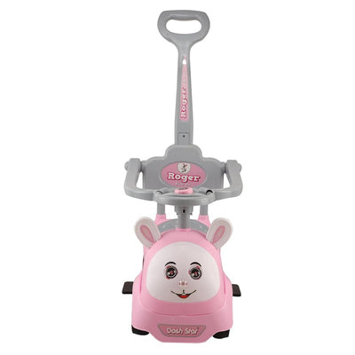 Non Battery Operated Roger Star Push Ride-On | Musical Baby Car with Protective Arm Rest and Parent Handle Wagons | Pink | COD Not Available