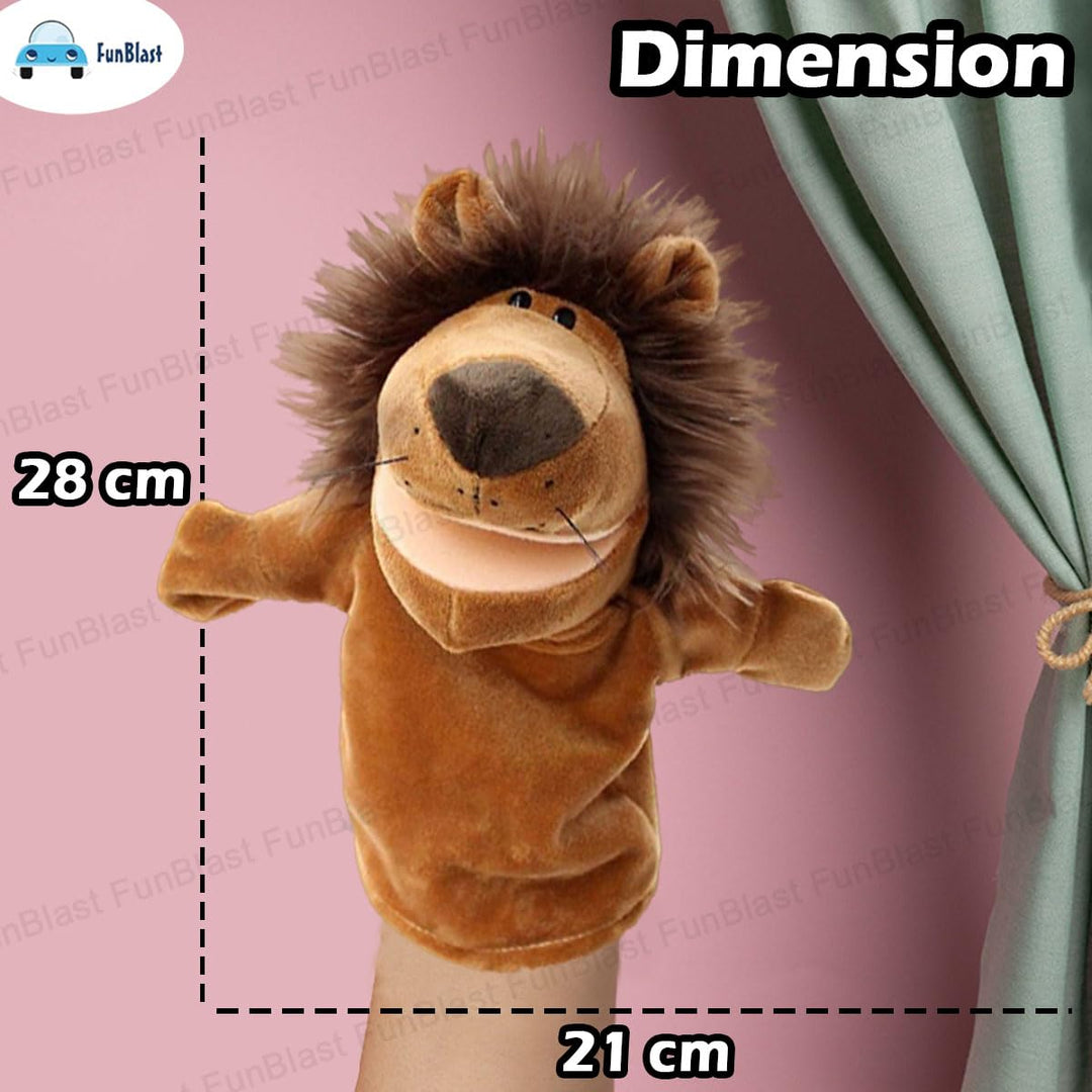 FunBlast Lion Hand Puppet | Soft Plush Animal Puppet with Movable Mouth for Storytelling & Kids’ Learning
