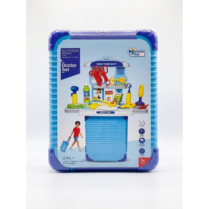 Mamma Mia Doctor Set 2-in-1 Pretend Play Doctor Kit & Pull-Along Suitcase | Portable Medical Play Set with Accessories