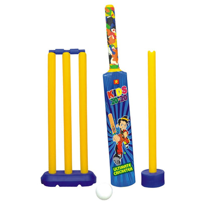 Nippon Cricket Plastic Set With Box (1 Bat, 1 Ball, 4 Stumps, 1 Big Base, 1  Small Base & 2Bails) - Senior (7-10 Years)