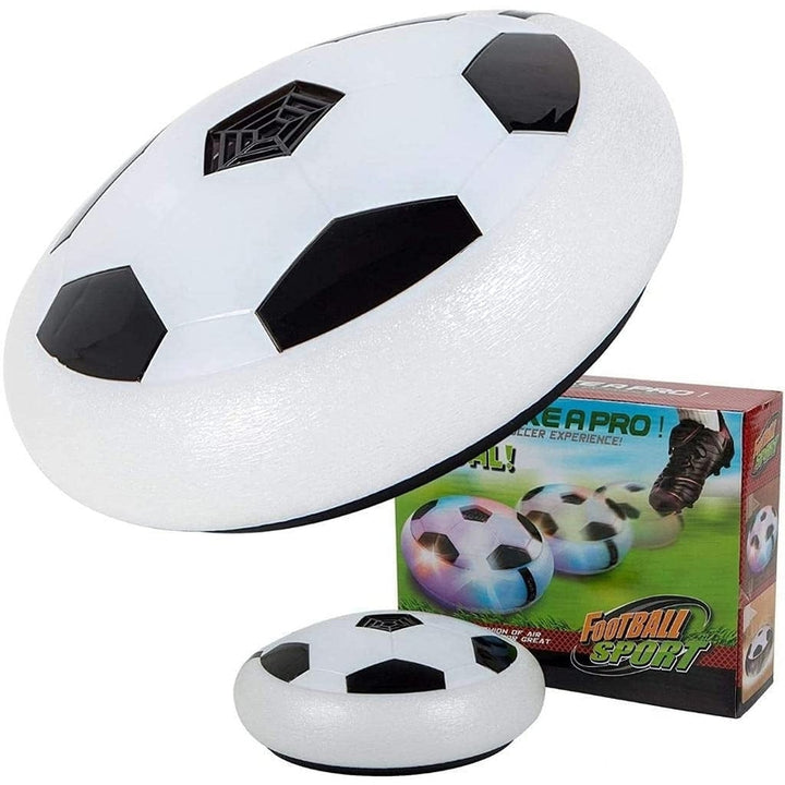 Air Power Soccer Hover Disc Toy with Foam Bumpers and Light-Up LED (White)