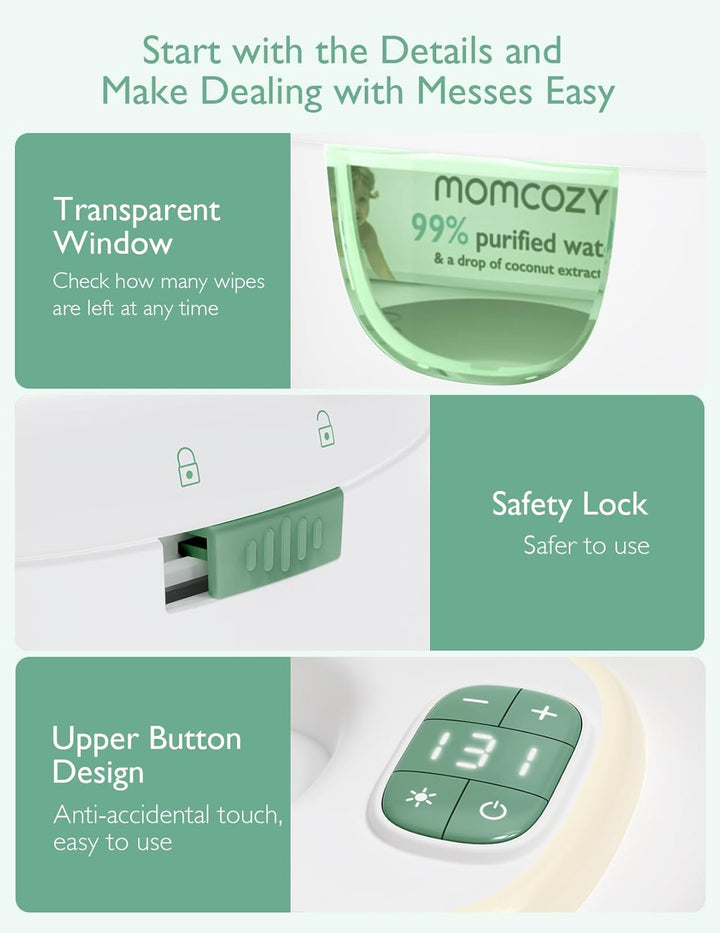Momcozy Baby Wipe Warmer with Night Light - Large Capacity | 4 Modes of Temperature Heating Control
