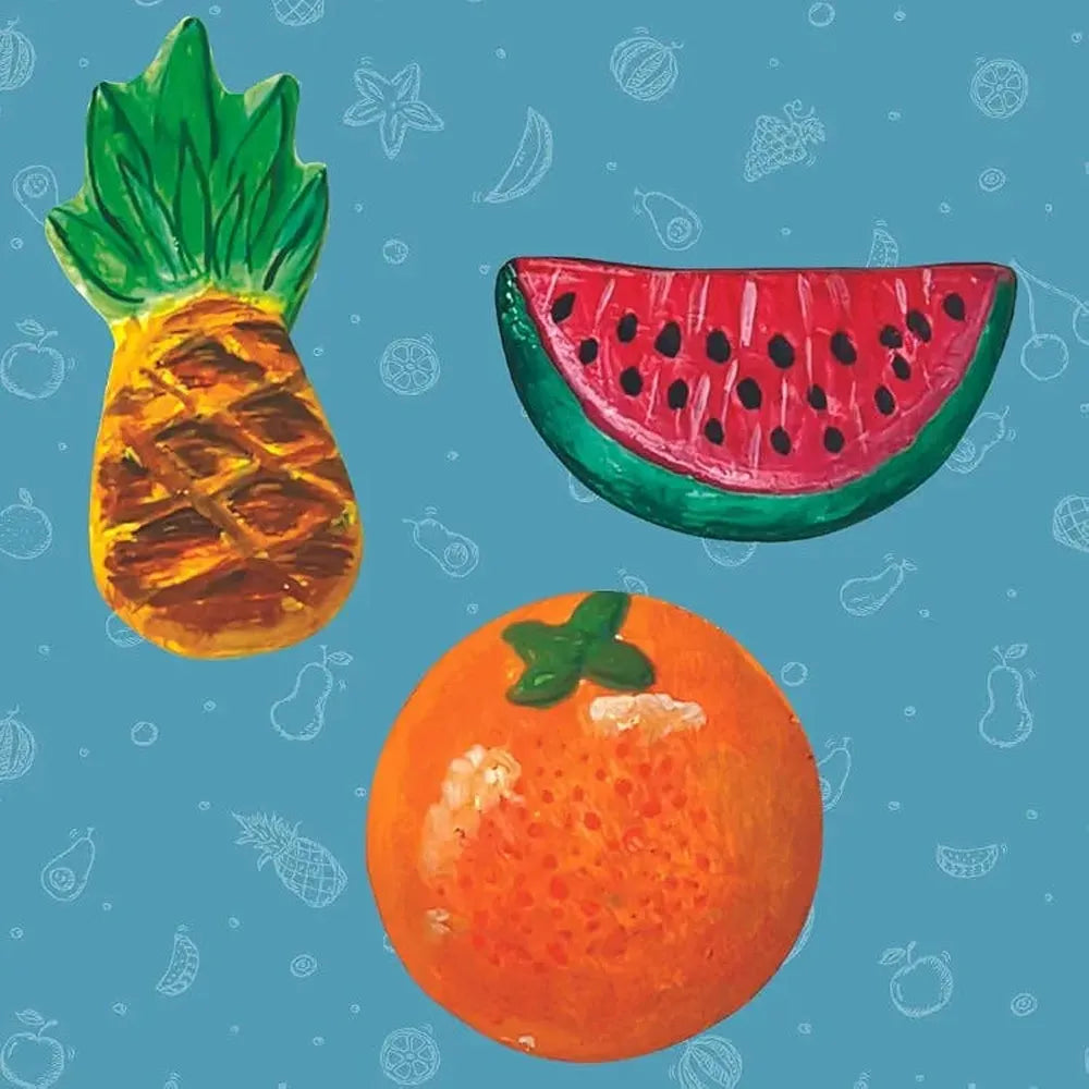 Toykraft Mould & Paint Fruits - Fridge Magnet Making DIY Kit, Creative Art & Craft Activity
