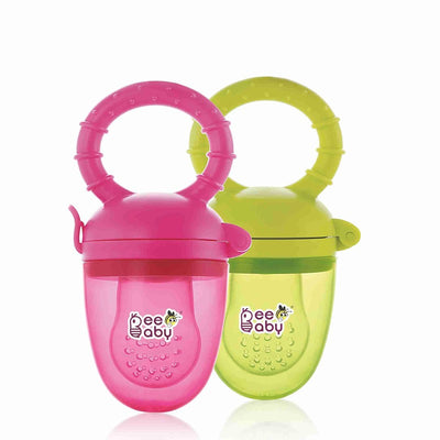 Silicone Food/Fruit Nibbler/Feeder for Infant | Fruttino | Pink & Green | Pack of 2