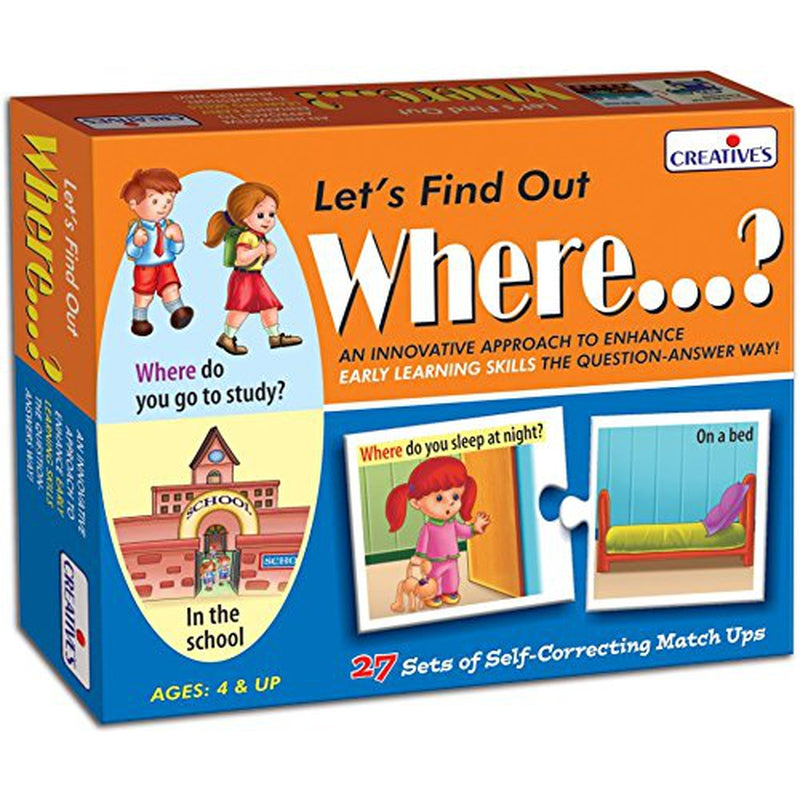 Set of Let's Find Out Where Puzzle, Action Words Puzzle What's Next  Card Game (4-8 Years)
