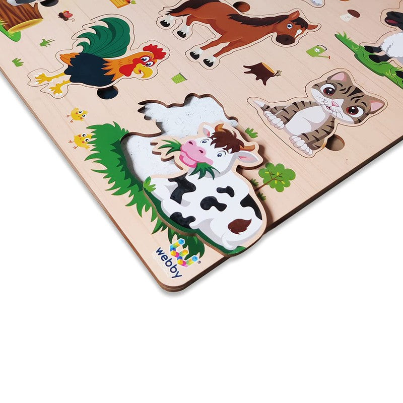 Wooden Animals Montessori Educational Pre-School Puzzle Board Toy