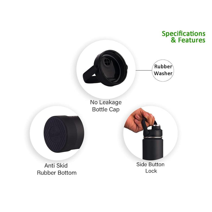 Dubblin Zoom Insulated Stainless Steel Water Bottle - 550ml | Keeps Water Hot & Cold - Blue