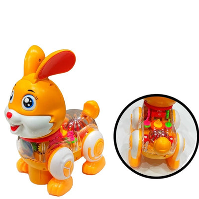 Bunny Toy for Kids – Musical Transparent Gear , 360 Degree Rotating