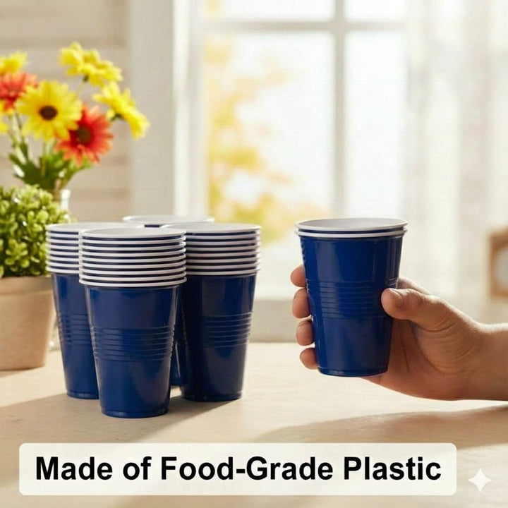 FunBlast Party Drinking Glasses | Pack of 20 Reusable & Leakproof Party Cups | Blue | 500 ml