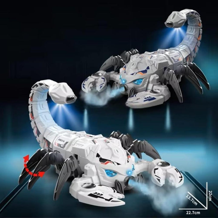 Remote Control Spray Scorpion - Robot with Water Mist Smoke, Lights, Music & Moving Joints (Grey)