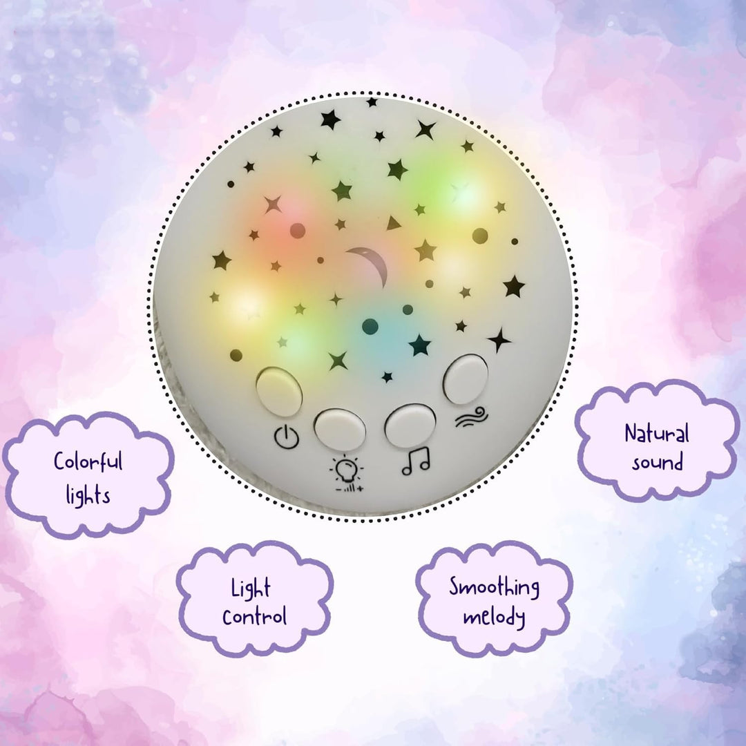 MUREN Interactive Musical Sleep Aid Plush Toy - Moon & Star Light Projector