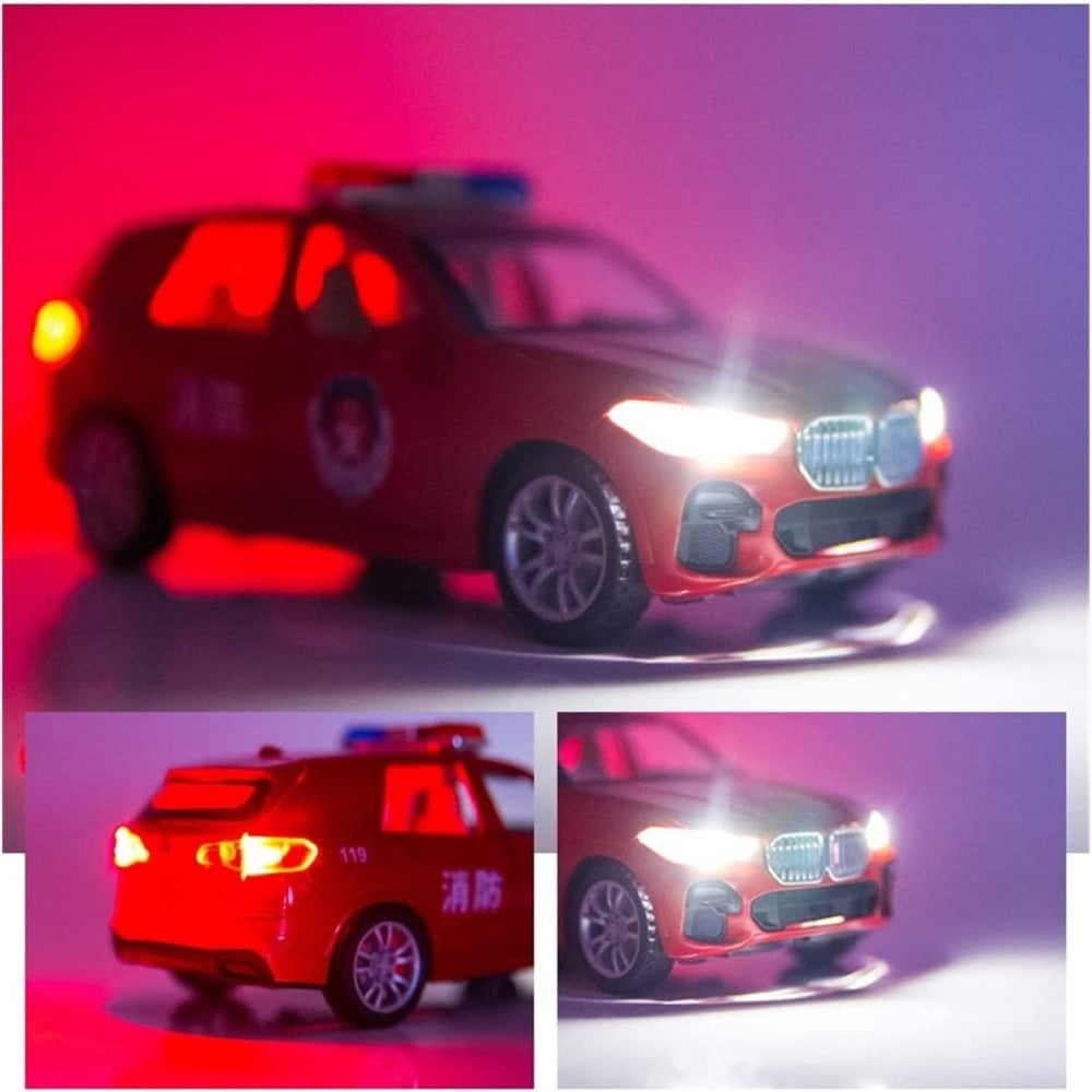 Resembling BMW Fire Services Diecast Car with Openable Parts , Light & Sound | 1:32 Scale Model (6-13Years)