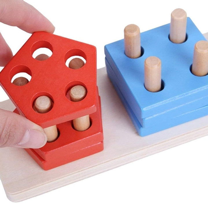 Shapes Sorting and Stacking Geometric Blocks Board (1-3 Years)