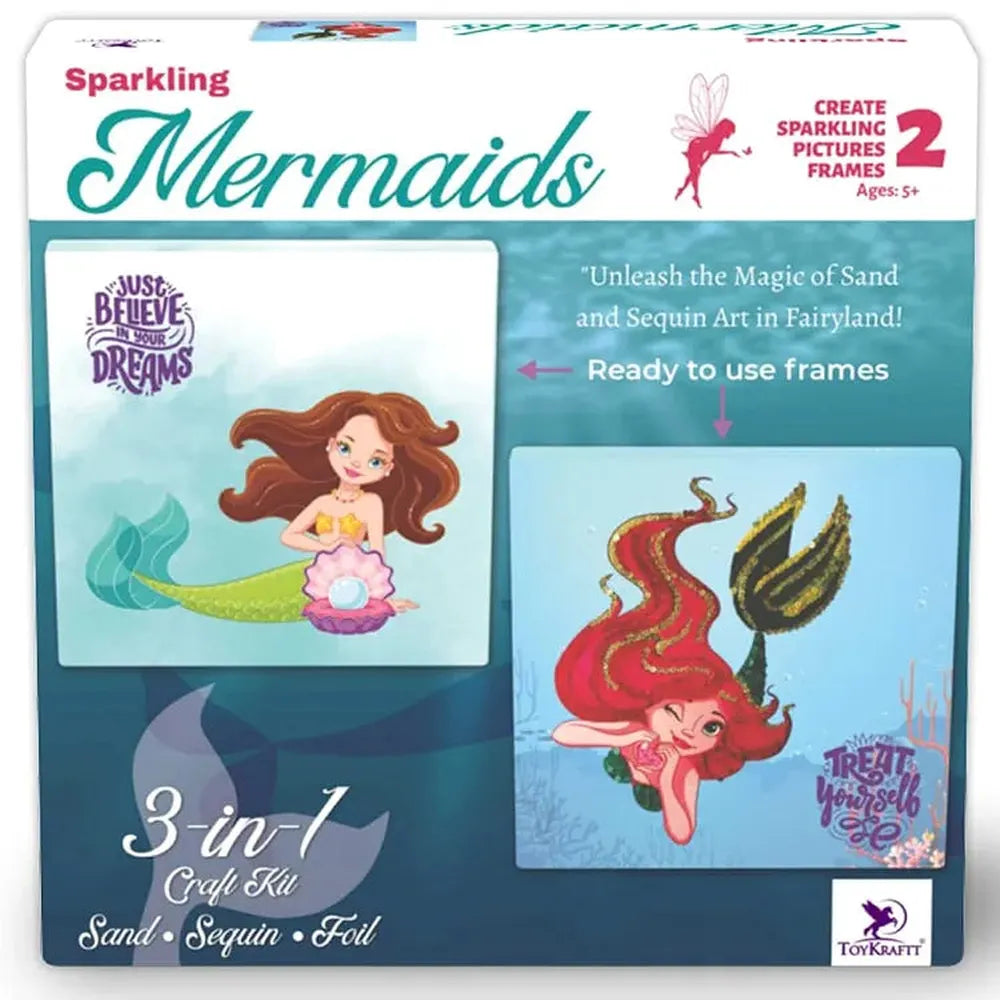 Toykraft Sparkling Mermaids - Sand and Sequin DIY Art Kit, Creative Craft Activity